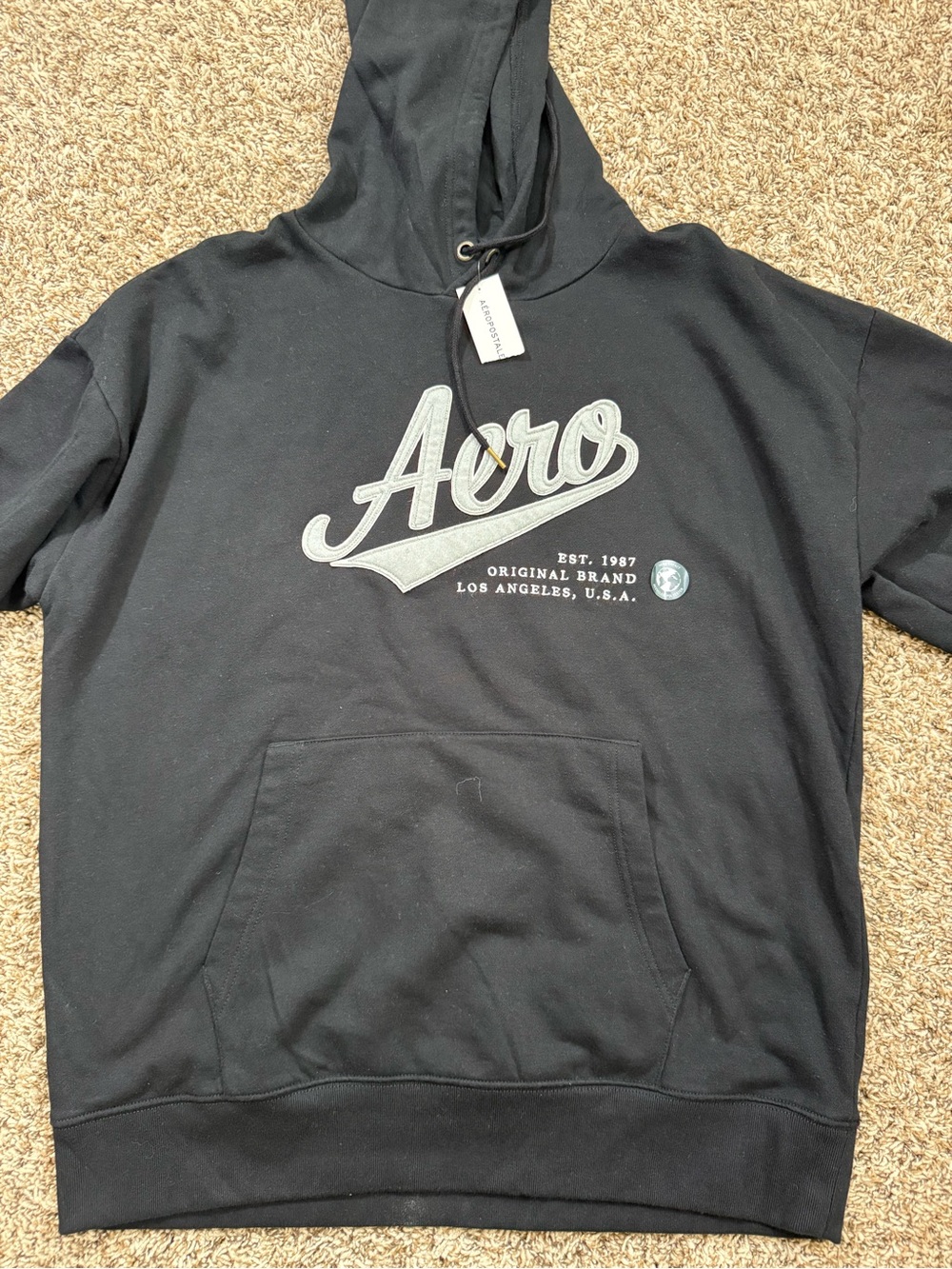 Aeropostale Black Zip-Up Hoodie with Grey Logo
